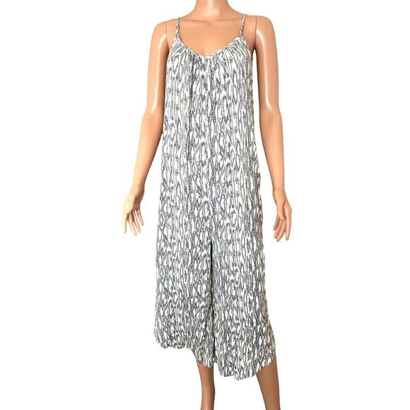 J Valdi Printed Flowy Cover-Up Jumpsuit  cover-up with flared legs POCKETS sz LG - Picture 2 of 10